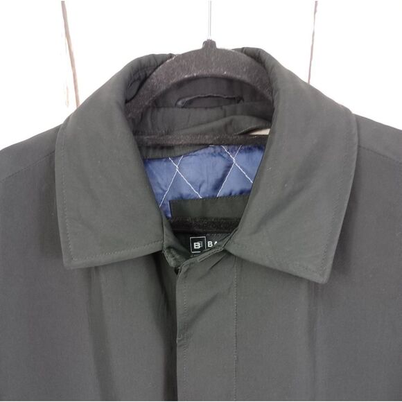 Bachrach Mens Trench Coat Black Collared - Picture 3 of 14